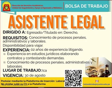 Bolsa De Trabajo Asistente Legal Noticias Unica