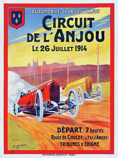 Circuit De LAnjou 1914 Racing Poster Painting By Vincent Monozlay