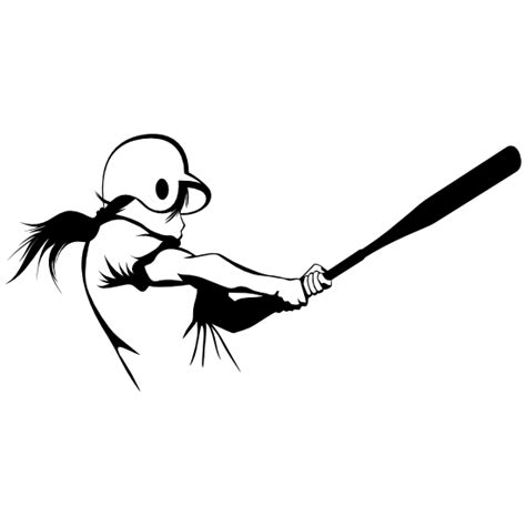 Girl Softball Player Hitting A Ball Sticker