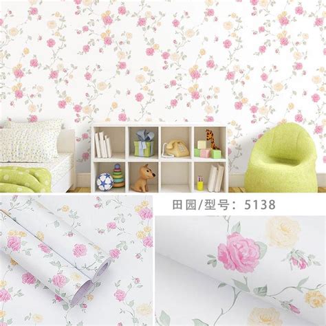 Jual WALLPAPER DINDING Ukuran 45 Cm X 10 M Motif BUNGA PINK OREN ORANGE