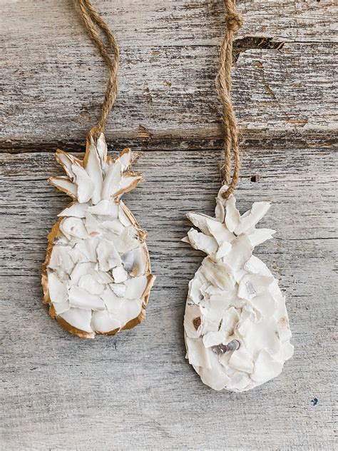 Crushed Shell Oyster Pineapple Ornament Etsy Pineapple Ornament