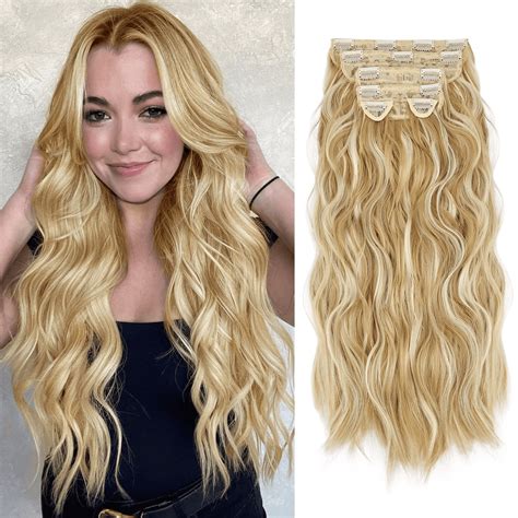 Morica Clip In Hair Extensions For Women Inch Long Wavy Curly Blonde