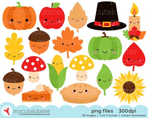 Cute Thanksgiving Clipart Happy Thanksgiving Clip Art Cute Etsy