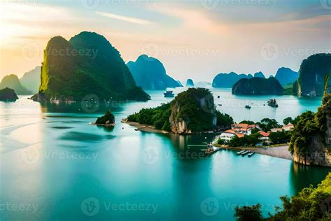 The Beautiful Landscape Of Halong Bay In Vietnam Ai Generated 31918028