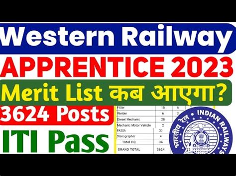 Western Railway Apprentice Merit List Kab Ayega Rrc Wr Document