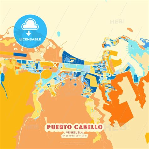 Puerto Cabello, Venezuela colourful art map in 2022 | Map art, Vector ...