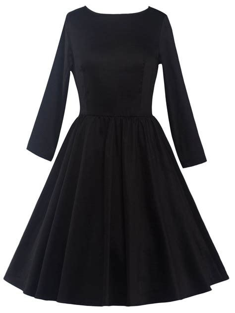 [41 Off] 2021 Long Sleeve Fit And Flare Dress In Black Dresslily