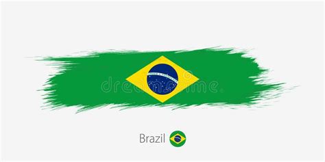 Flag Of Brazil Grunge Abstract Brush Stroke On Gray Background Stock