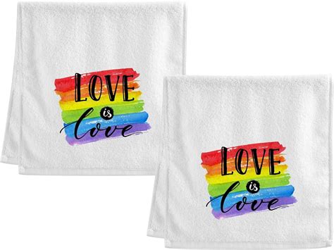 Bestwell LGBT Pride Rainbow Hand Towels Set Of 2 Bath Towels Absorbent