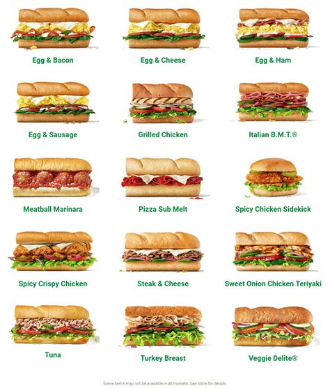 Subway Menu Prices Canada