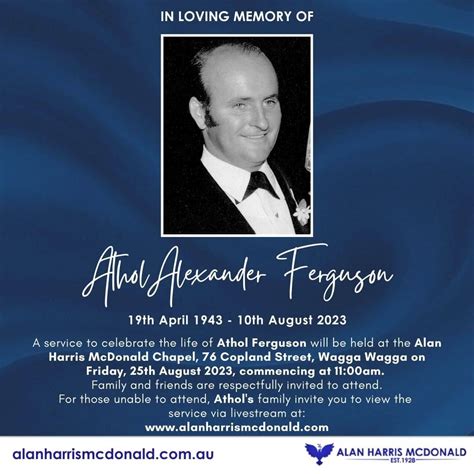 Late Athol Alexander Ferguson - Alan Harris McDonald