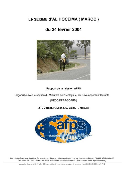 (PDF) Le séisme d’Al Hoceima du 24 février 2004, Maroc