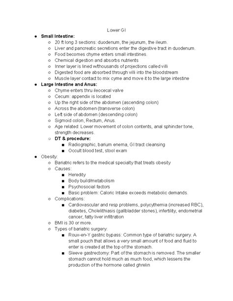 Gi Lower Disorders Lower Gi Small Intestine Ft Long Sections