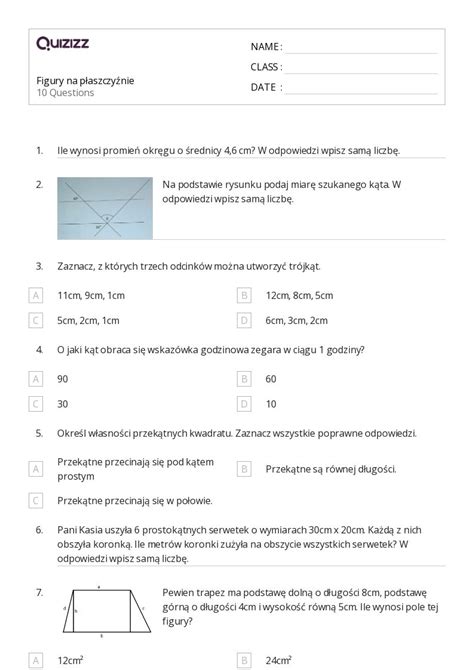 Ponad 50 Figury Na Płaszczyźnie Arkuszy W Quizizz Darmowe I Do Druku