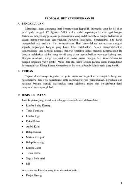 Contoh Proposal Kegiatan 17 Augustus Peringatan Hut Ri 2017 Cblasopa