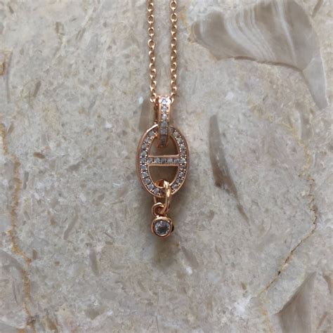 Hermes Chaine D Ancre Enchainee Pendant Rose Gold Necklace Women S