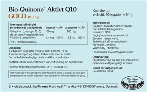 Bio Quinone Aktivt Q Gold Mg Kapsler Reducer Tr Thed Og G