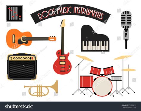 Rock Music Instruments Icons Set Vector Stock Vector (Royalty Free ...