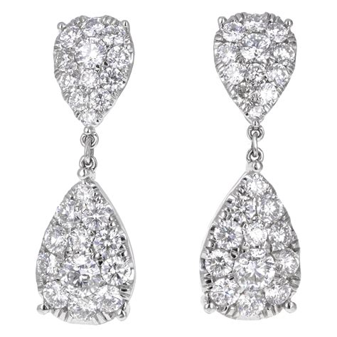 Beautiful Diamond Pear Shape Dangle Earrings For Sale At 1stdibs