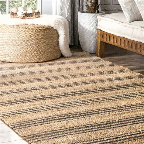 Gracie Oaks Sebeka Striped Handmade Tufted Jute Sisal Beige Black Area Rug And Reviews Wayfair Ca