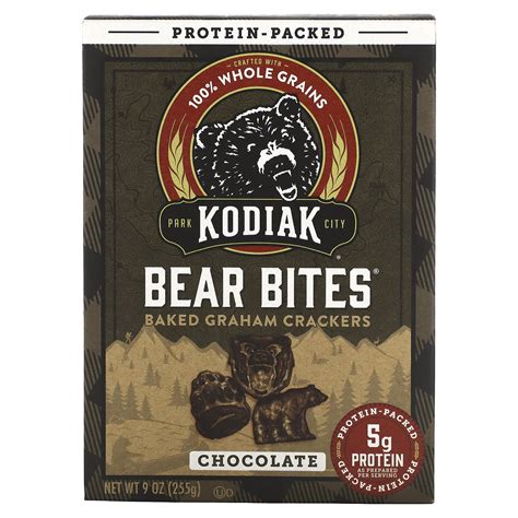 Kodiak Cakes Bear Bites Baked Graham Crackers Chocolate 9 Oz 255 G