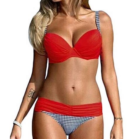 Maillot De Bain Femme 2 Pieces Rouge Achat Vente Maillot De Bain