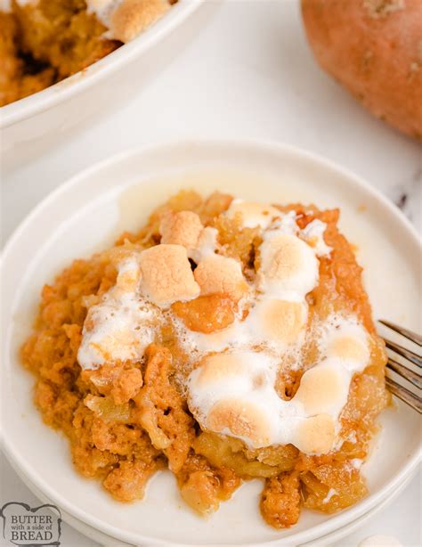 Pineapple Sweet Potato Casserole Butter With A Side Of Bread