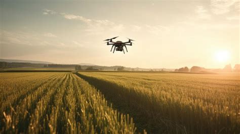 Um drone agrícola pulveriza fertilizante nos campos generative ai