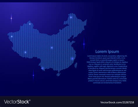 China Map Country Abstract Silhouette From Wavy Vector Image