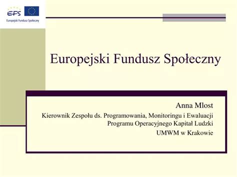 Ppt Europejski Fundusz Spo Eczny Powerpoint Presentation Free