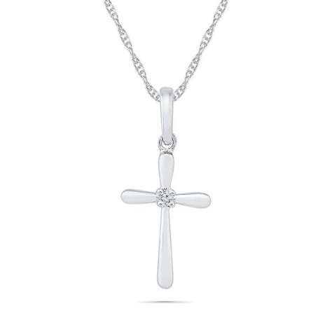 White Gold And Diamond Solitaire Accent Cross Pendant 120ctw Reeds