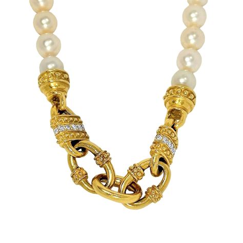 Judith Ripka 18k Gold Classic Revival Pearl Necklace With Special