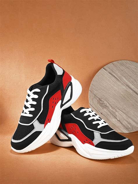 The Roadster Lifestyle Co Men Black And Red Colourblocked Comfort Insole Sneakers Price History