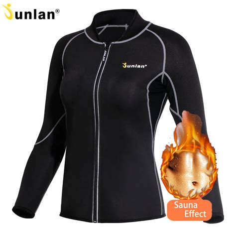 Junlan Women Sauna Suit Long Sleeve Neoprene Body Control Shapewear Slimming Tummy Shaper Sweat