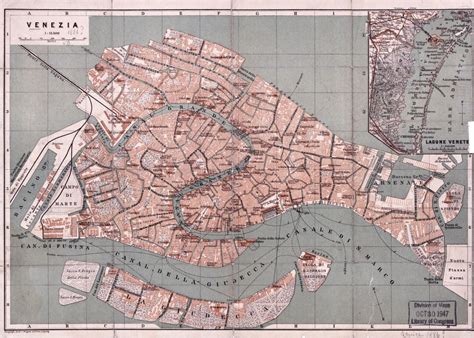 Large Detailed Old Map Of Venice City Venice Italy Europe