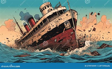 Generative Ai Shipwreck Accident Stock Illustration Illustration Of