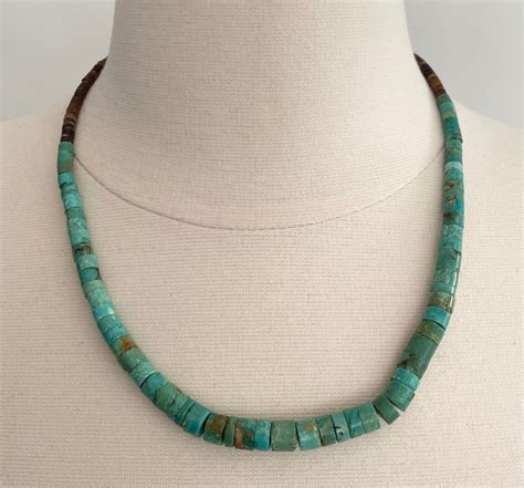 Graduated Turquoise Heishi Necklace Choker Vintage Native American