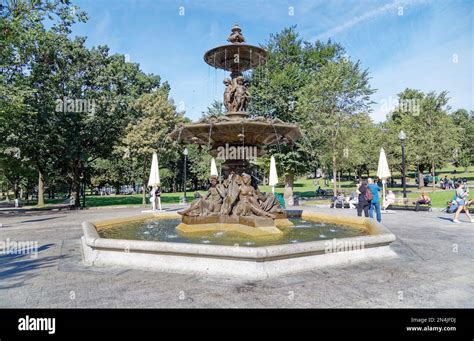 Boston Downtown Brewer Fountain In Boston Common Depicts Roman And