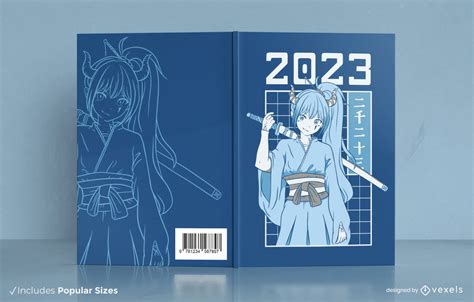 Anime Samurai Girl Book Cover Design Vector Download