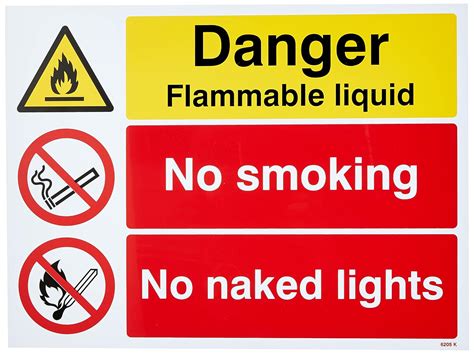 Caledonia Signs 16205K Danger Flammable Liquid No Smoking No Naked