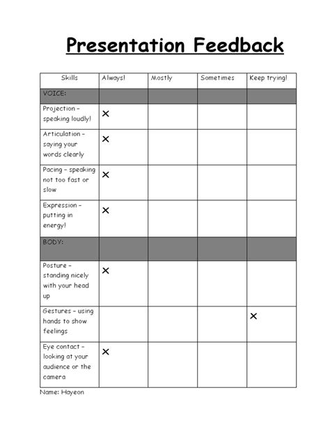 Presentation Feedback | PDF