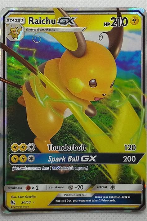 Raichu GX 20 68 fra Hidden Fates Pokémon enkeltkort