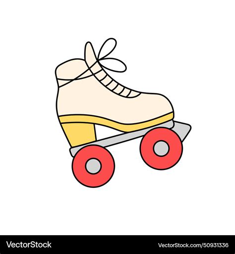 Funky Rollerskates In Retro Style Groovy Sticker Vector Image