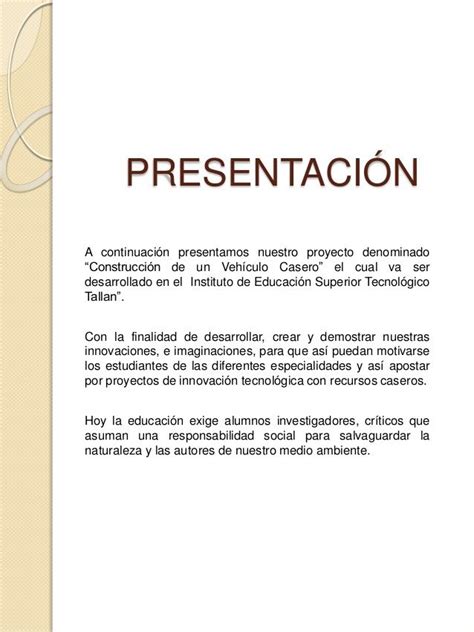 Como Hacer Una Presentacion De Un Proyecto Baradas