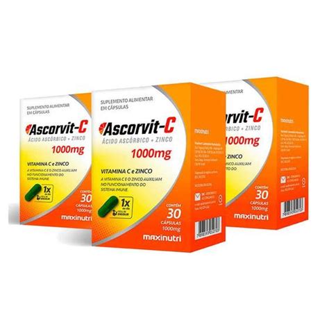 Kit Ascorvit Vitamina C Zinco C Psulas Maxinutri