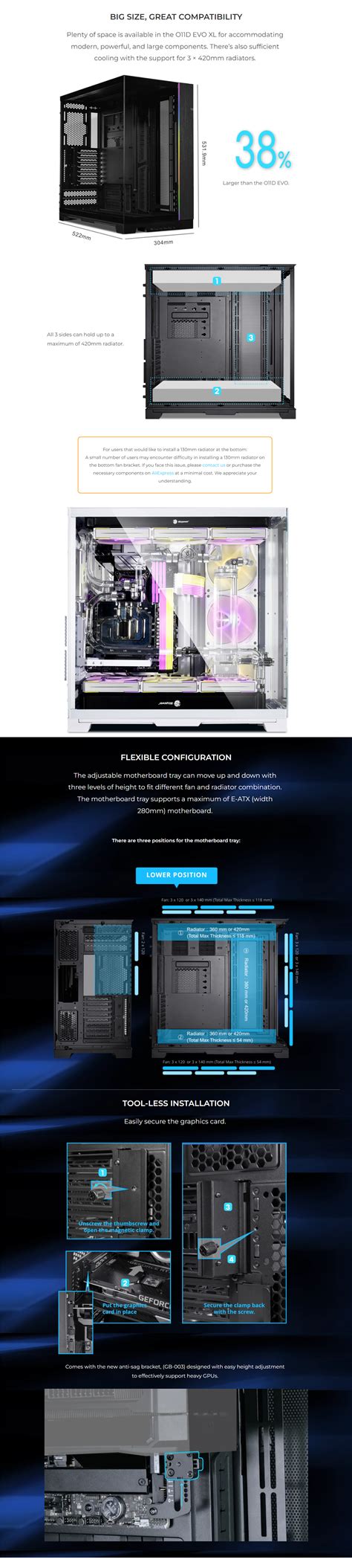 Lian Li O11 Dynamic Evo Xl Full Tower Tg E Atx Case Black Au