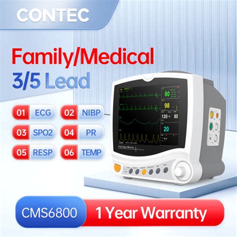 CONTEC CMS6800 ICU Vital Signs Patient Monitor Portable ECG NIBP SPO2