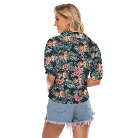 Custom More Faces On Womens Hawaiian Crop Top Vinco Hawaiian Shirts