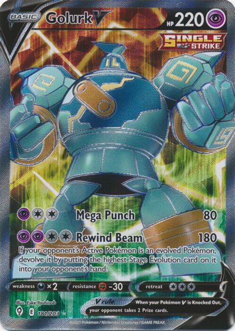 Pokemon TCG Golurk V Full Art 181 203 SWSH07 Evolving Skies Ultra