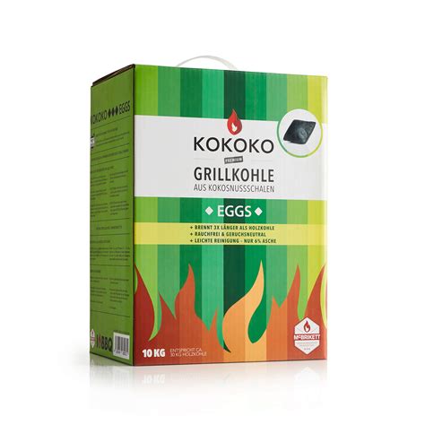 McBrikett KOKOKO EGGS Premium Grillkohle 8 Kg Bio Kokos Grillbriketts